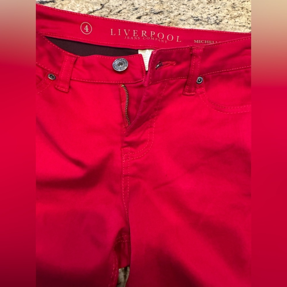 Liverpool Jean Company Michelle’s Capri Women Red Stretch Size 4 - Picture 5 of 10